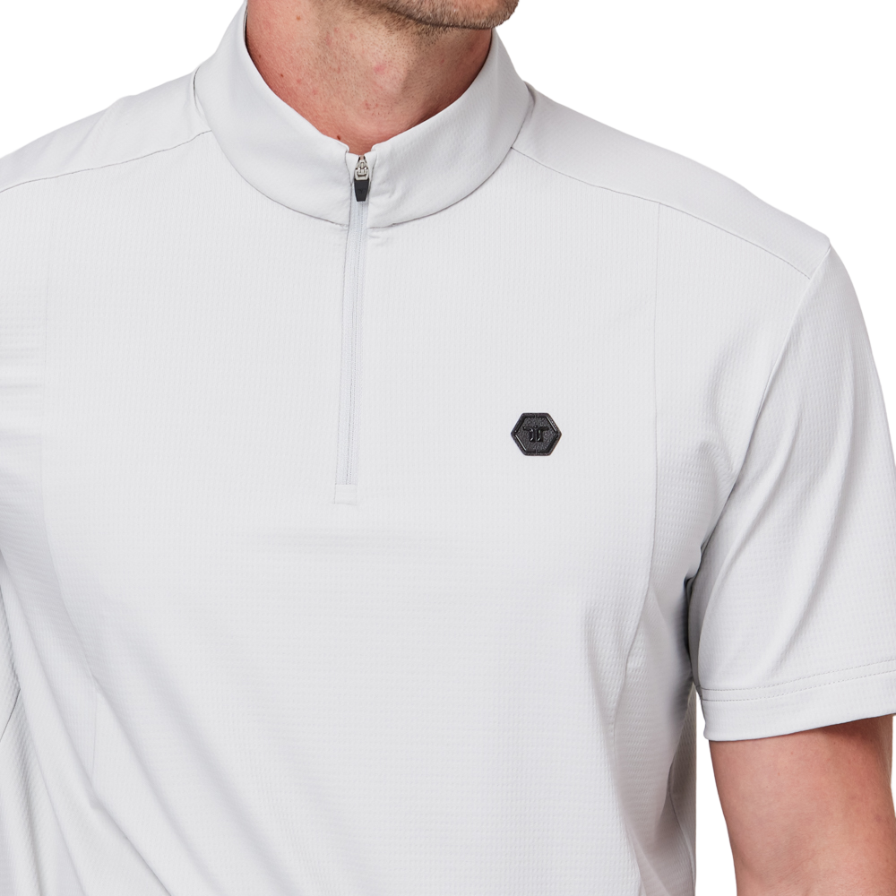 Stand-up collar, half-open short sleeves