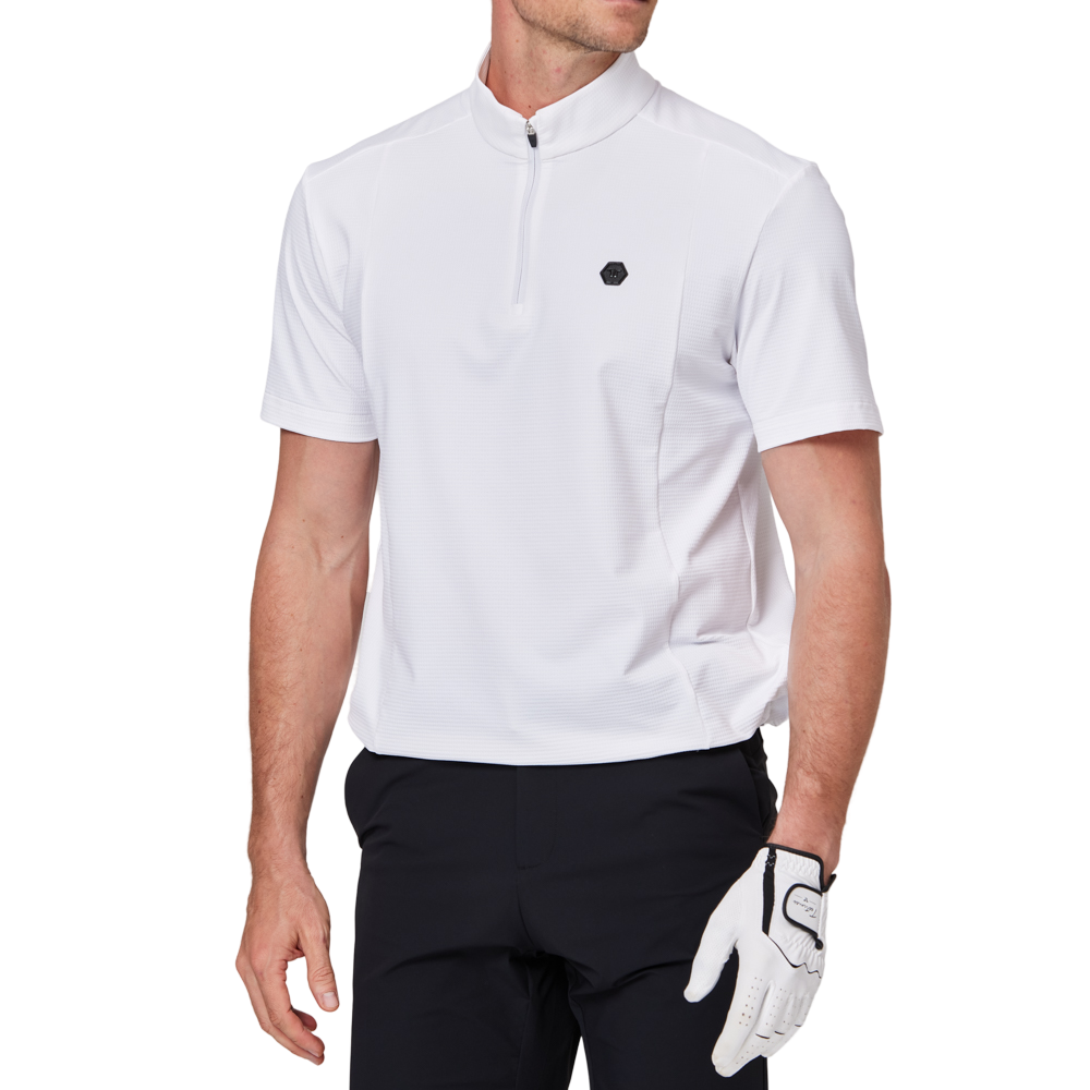 Stand-up collar, half-open short sleeves