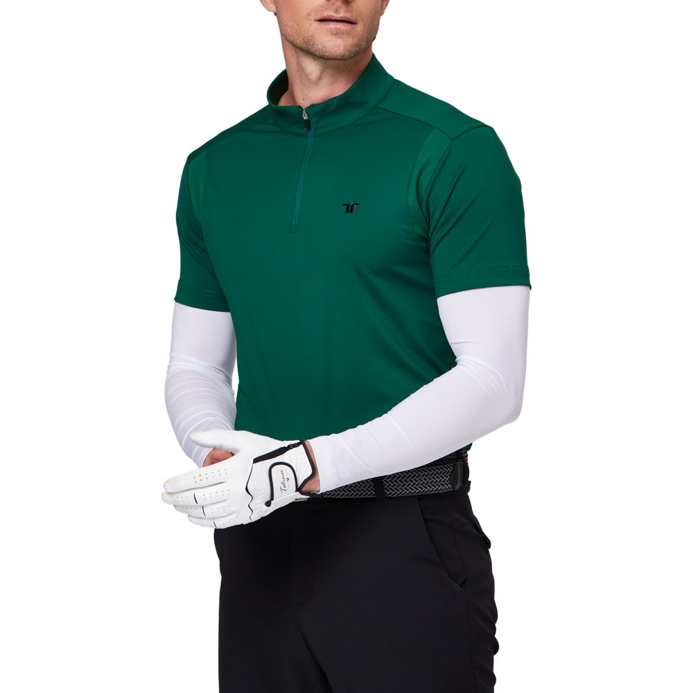 スタンドカラー半袖セーター