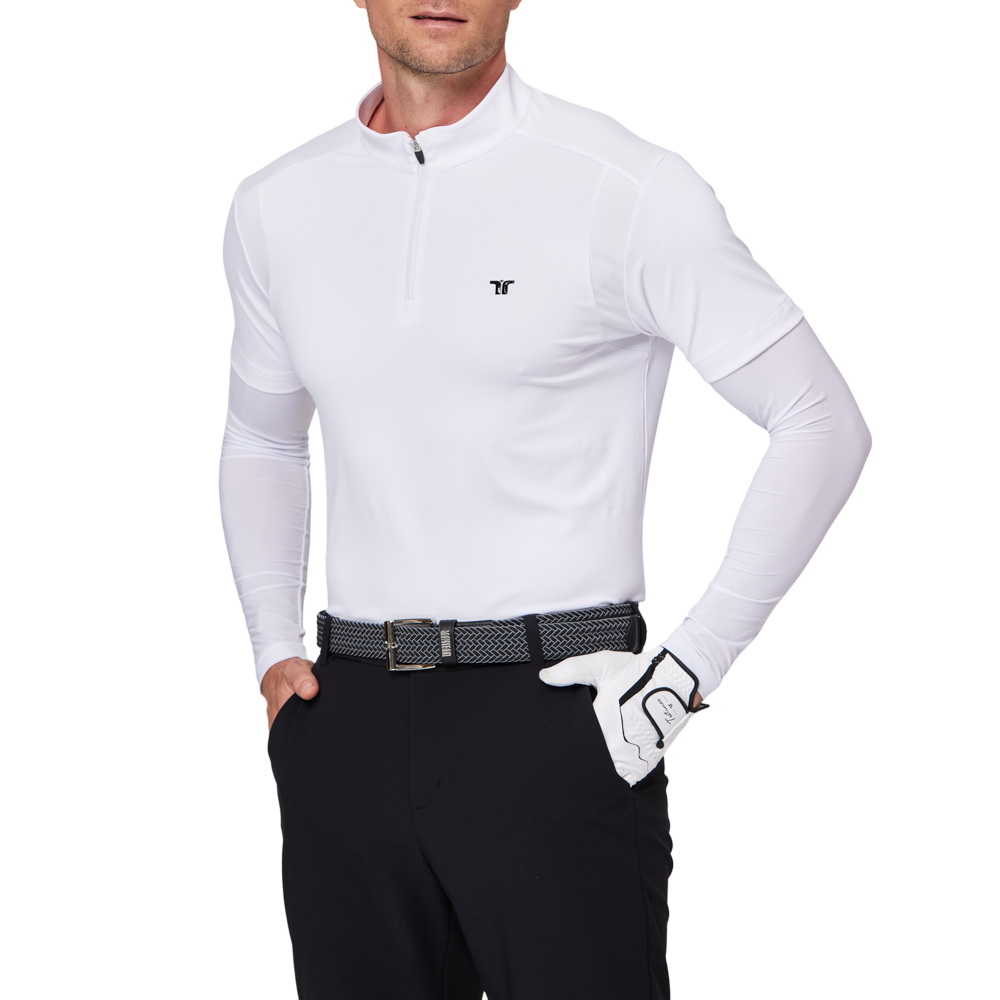 スタンドカラー半袖セーター