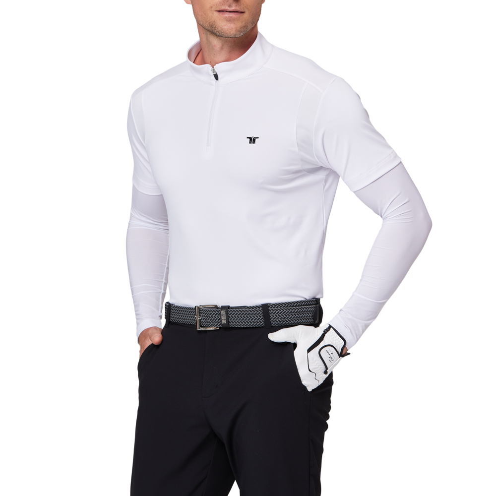 スタンドカラー半袖セーター