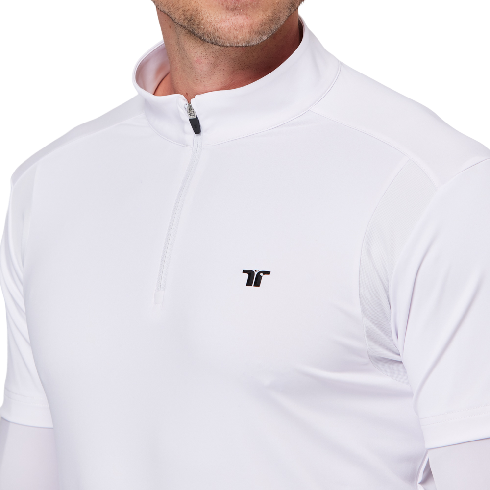 スタンドカラー半袖セーター