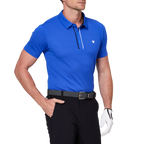 カラーブロックの前立て機能的な半袖シャツ