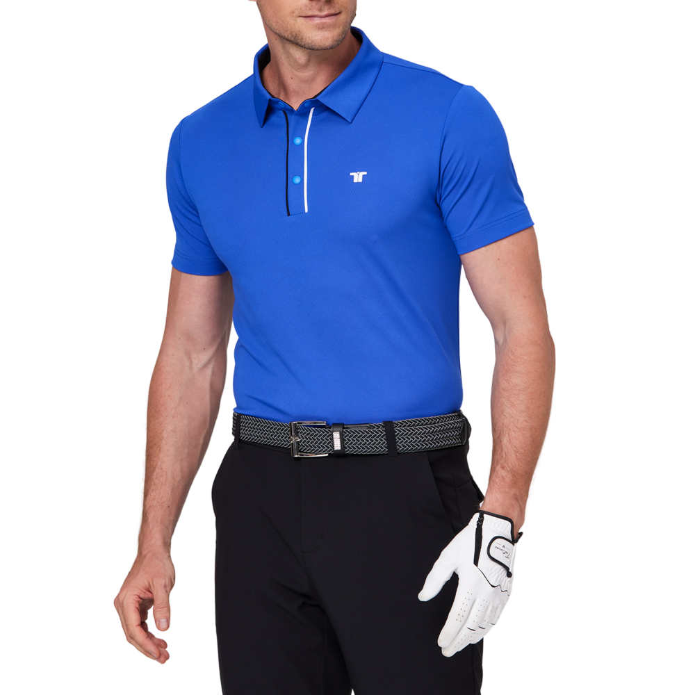 カラーブロックの前立て機能的な半袖シャツ