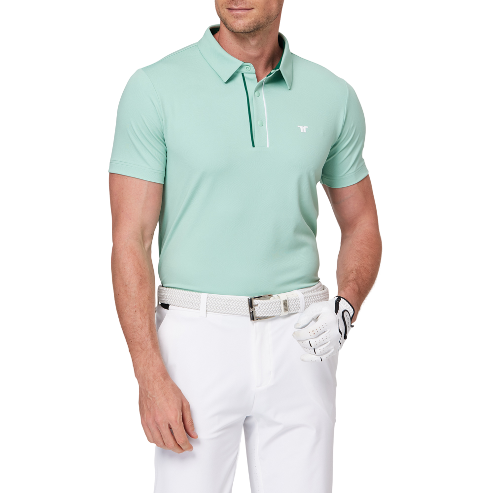 カラーブロックの前立て機能的な半袖シャツ