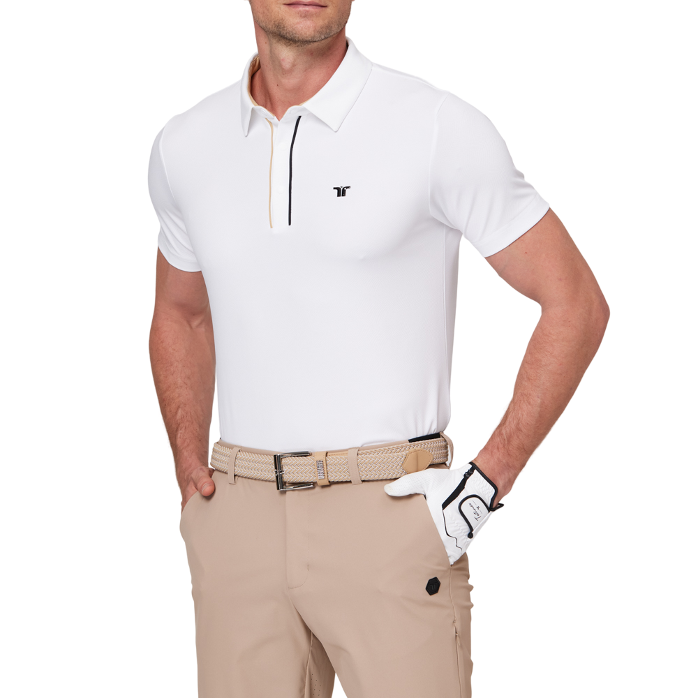 カラーブロックの前立て機能的な半袖シャツ