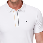 カラーブロックの前立て機能的な半袖シャツ