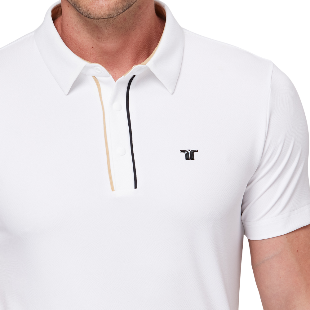 カラーブロックの前立て機能的な半袖シャツ