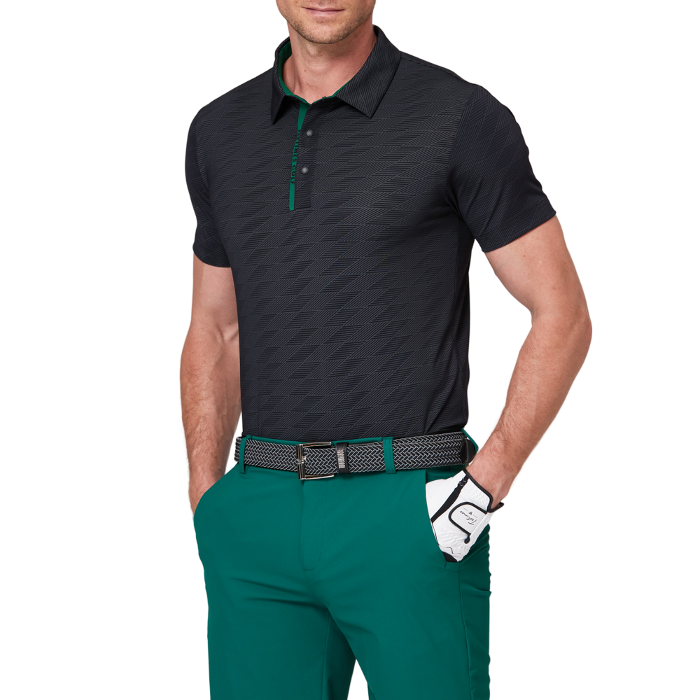 ダイヤモンド柄の涼しげなジャカード半袖シャツ