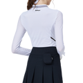涼感スタンドカラー、アイスシルク、日焼け防止ラグランスリーブレディーストップス（ホワイト）