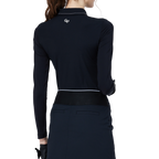 Women's Black Ice Silk Sun Protection Raglan Sleeve Top with Beaded Collar