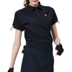 Casual long-sleeved loose-fitting women's short-sleeved top (black)