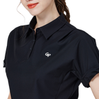 Casual long-sleeved loose-fitting women's short-sleeved top (black)