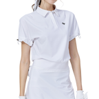 休閑長版寬鬆女短袖上衣(白)