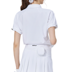 休閑長版寬鬆女短袖上衣(白)