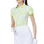Striped collared short-sleeved top for women (light green)
