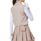 ゆったりとしたレイヤード風の涼感ノースリーブトップス（カーキ）