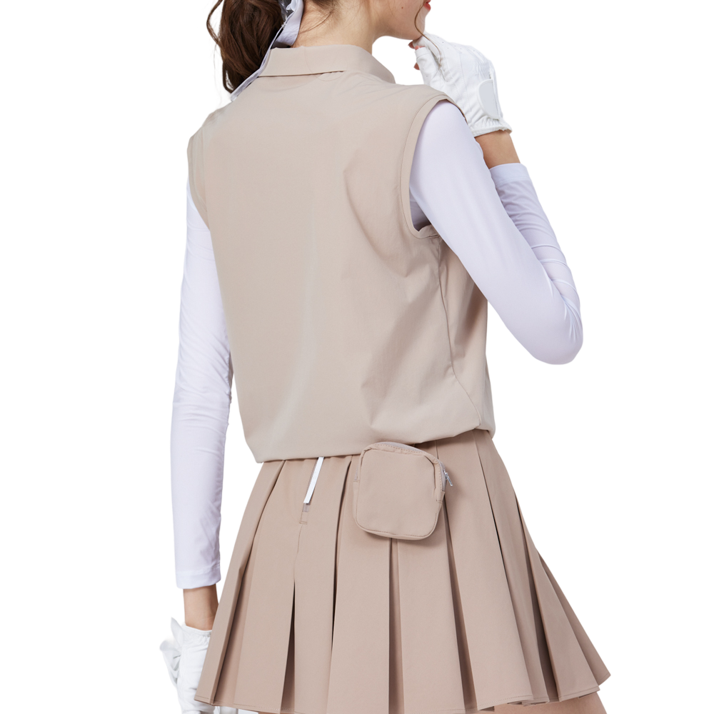 Loose-fitting, layered, cool-feeling sleeveless top (khaki)