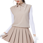 ゆったりとしたレイヤード風の涼感ノースリーブトップス（カーキ）