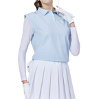 寬鬆版假兩件涼感女連袖無袖衣(淺藍)