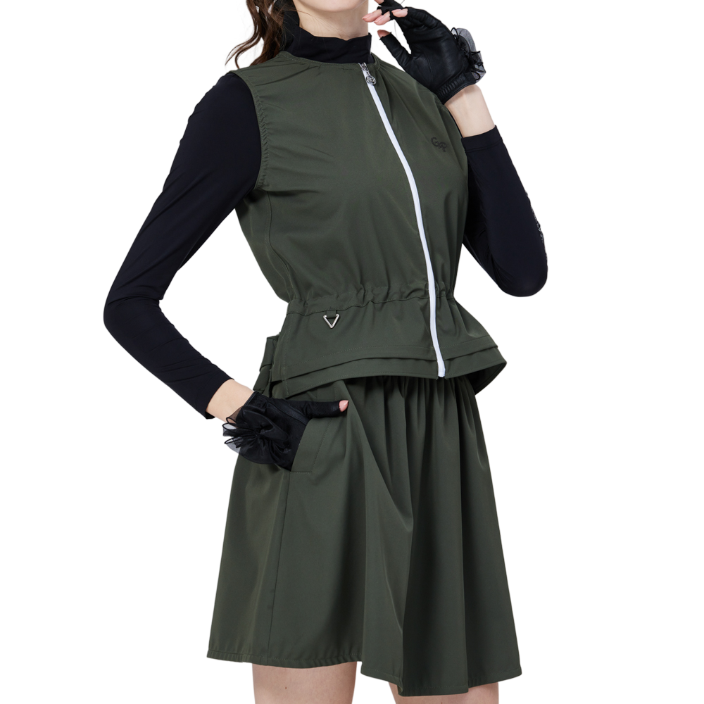 Two-piece women's sports skirt suit (military green)