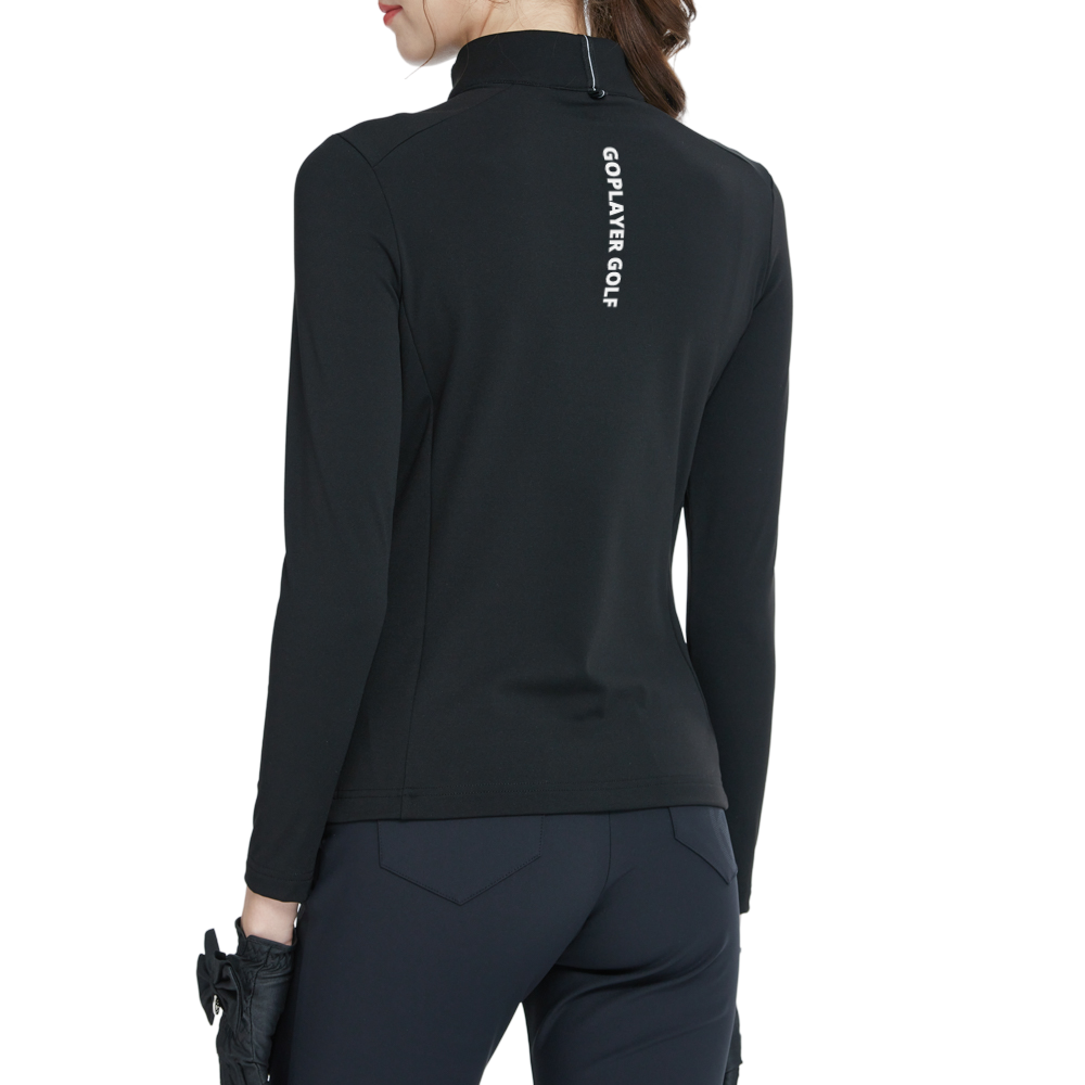 斜めジッパー付きカーキタートルネックスウェットシャツ