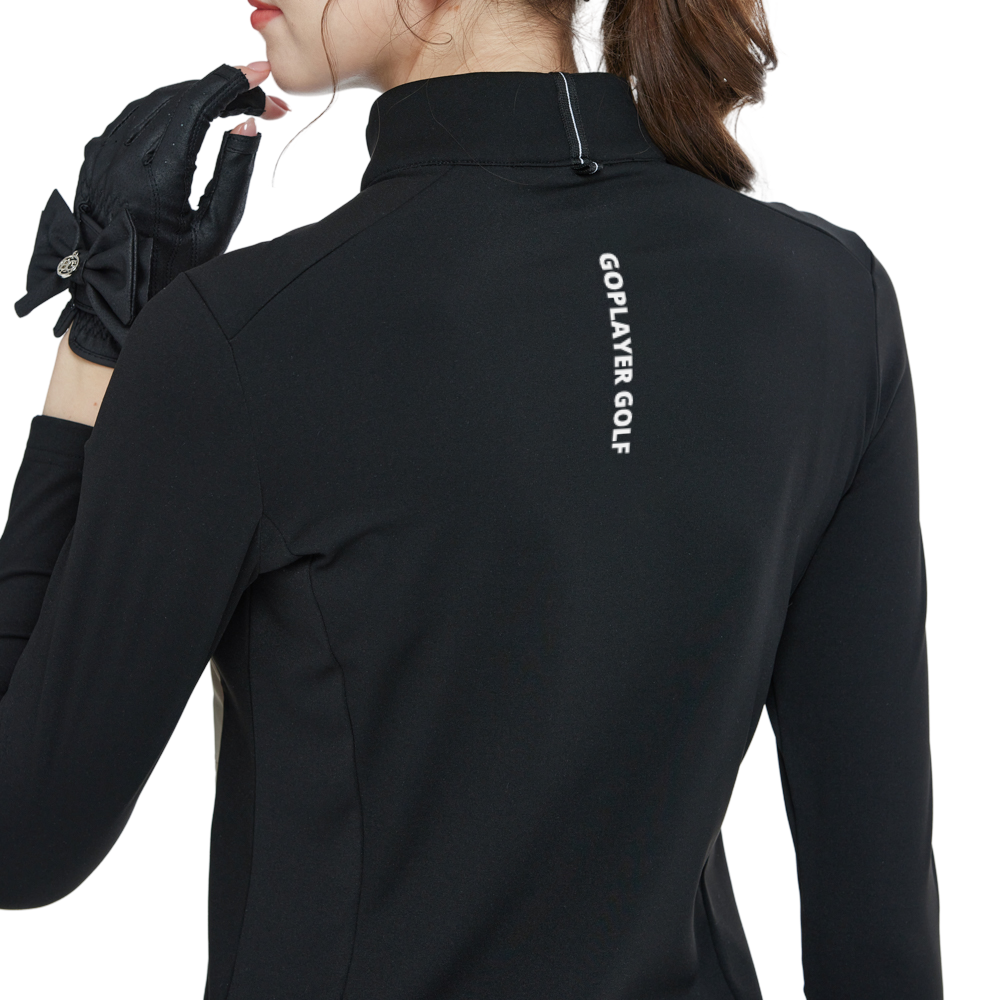 斜めジッパー付きカーキタートルネックスウェットシャツ