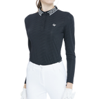 黒の長袖ニットジャカードカラートップス