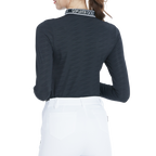 黒の長袖ニットジャカードカラートップス