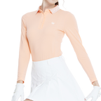 ニットジャカードカラー長袖トップス（オレンジ）