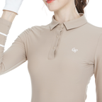 襟付き起毛長袖トップス（カーキ）