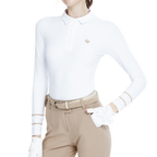 ホワイトの起毛カラーの長袖トップス