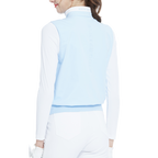 立領收腰長袖背心(淺藍)