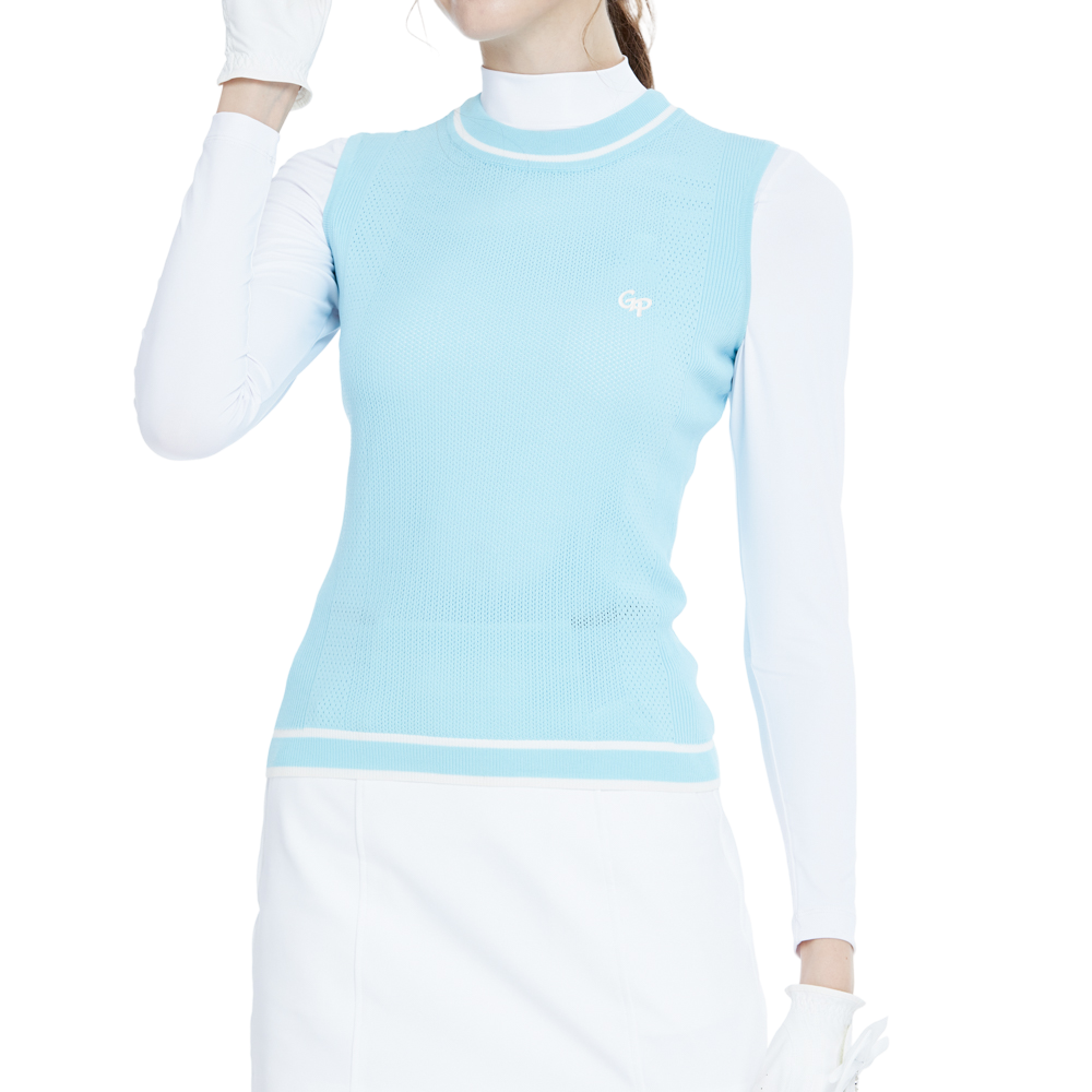 ゴルフニットクルーネックベスト（ライトブルー）