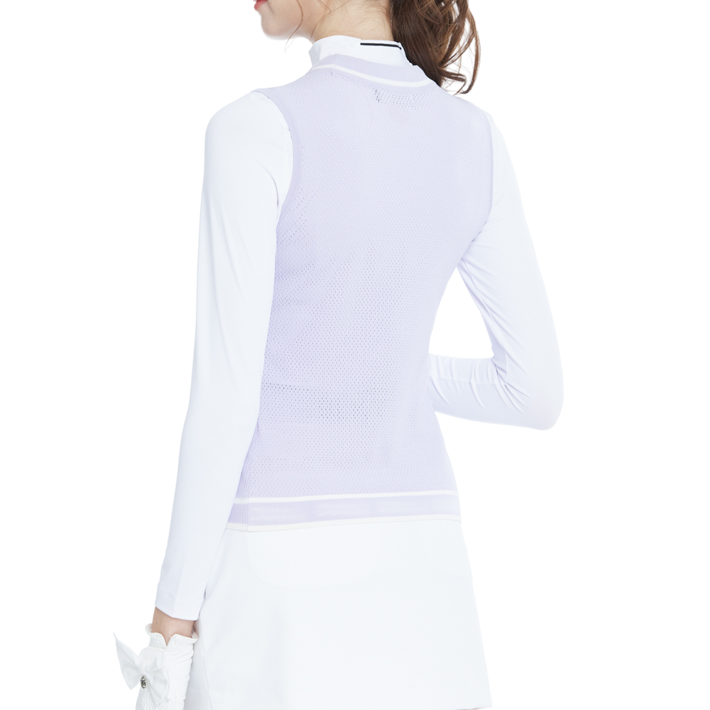 ゴルフニットクルーネックベスト（タロイモパープル）