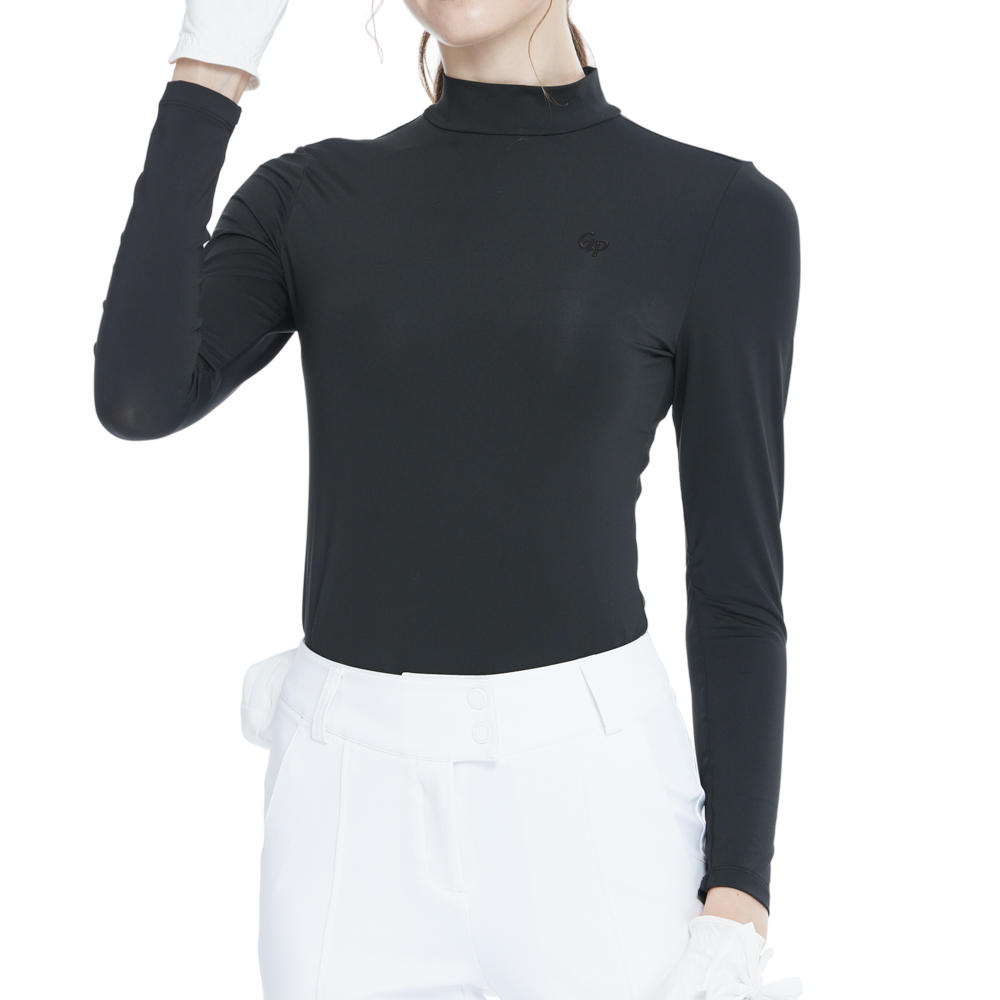 Round neck long-sleeved undershirt (black)