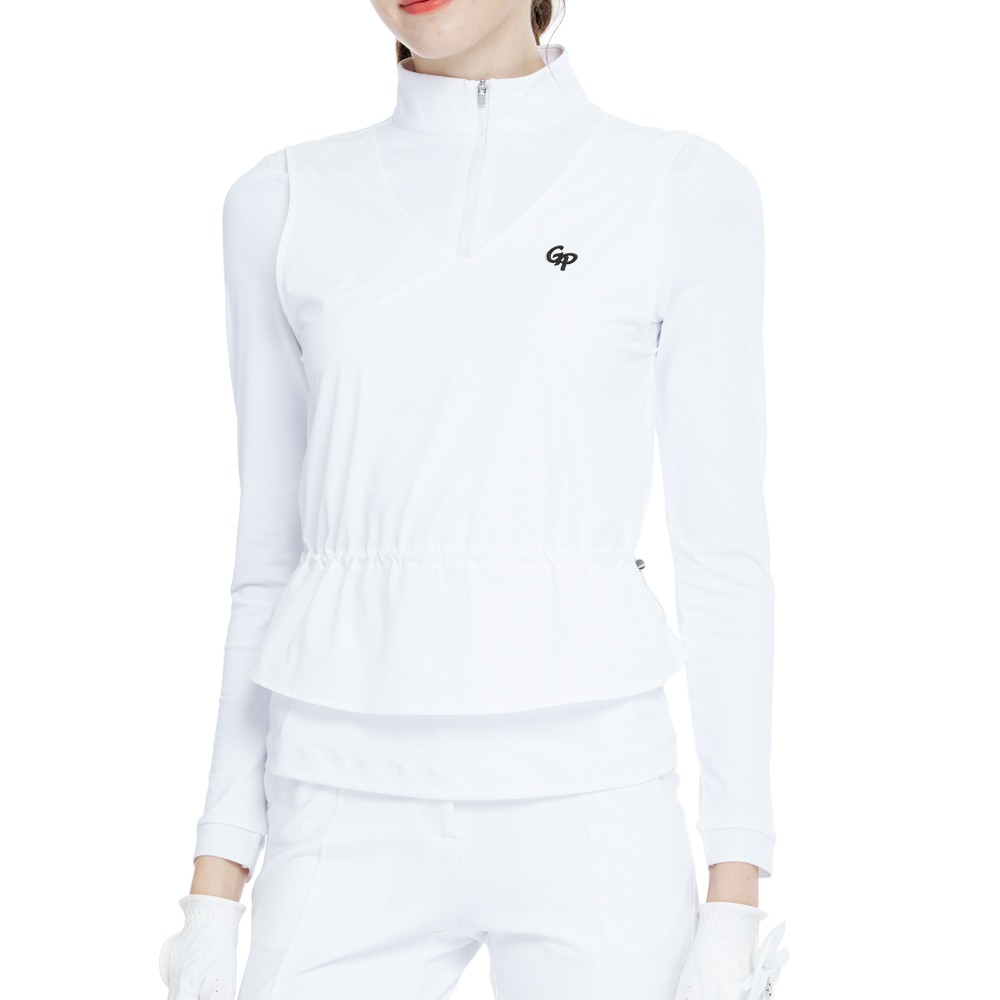 Two-piece long-sleeved vest top (white)