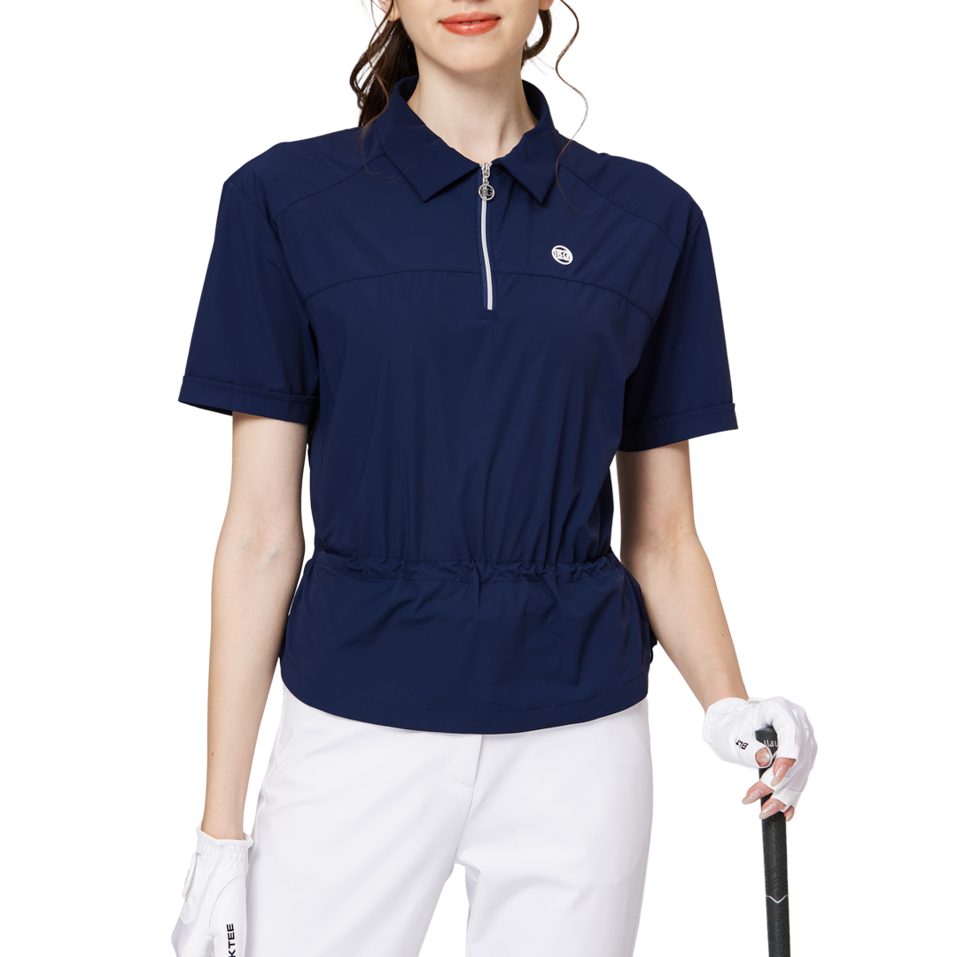 ウエストを絞ったファッショナブルな超薄型レディース半袖トップス