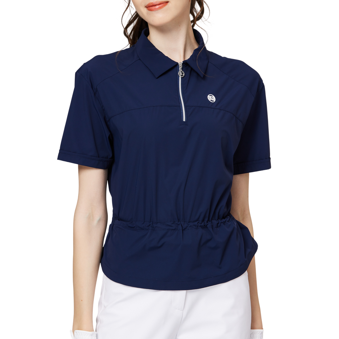 ウエストを絞ったファッショナブルな超薄型レディース半袖トップス