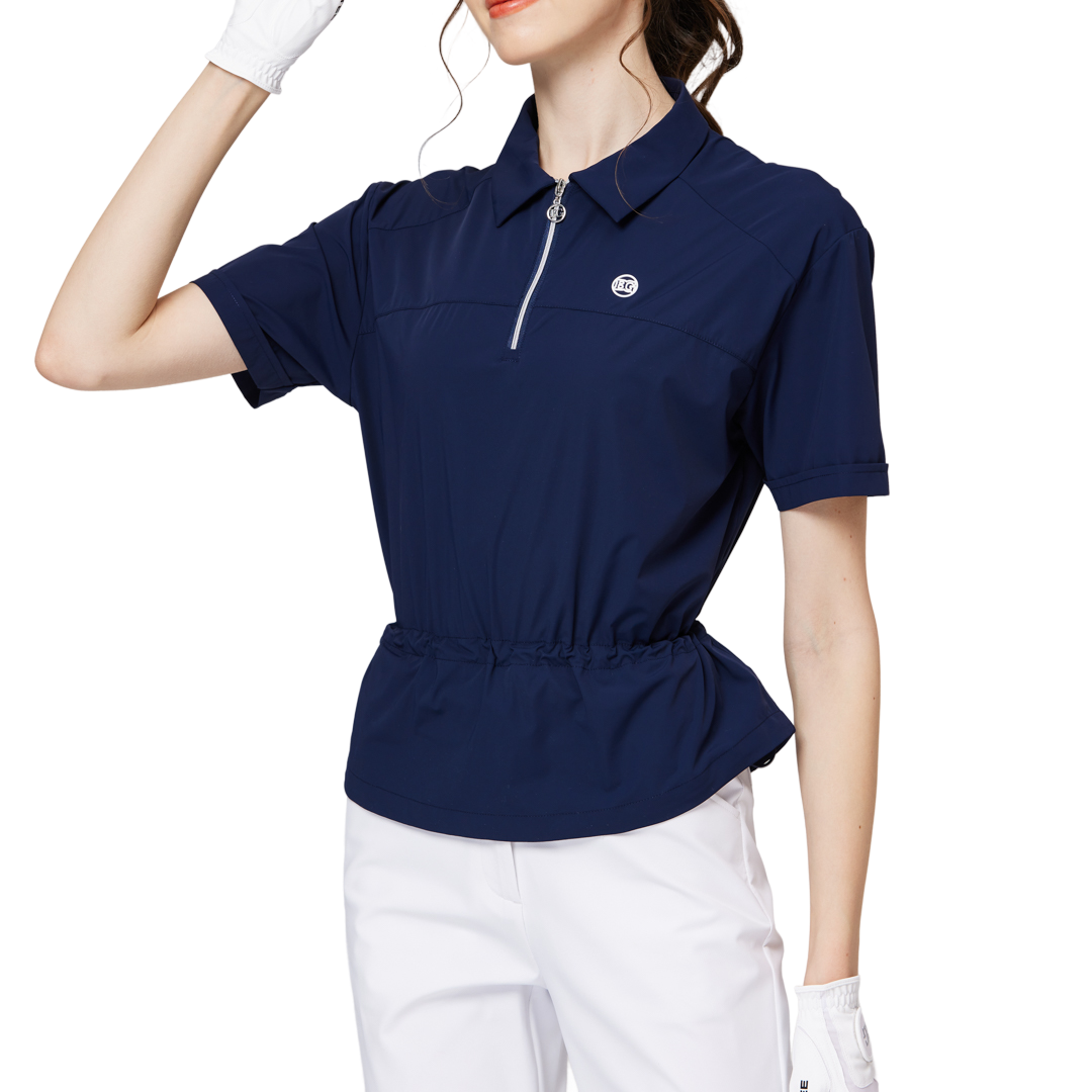 ウエストを絞ったファッショナブルな超薄型レディース半袖トップス