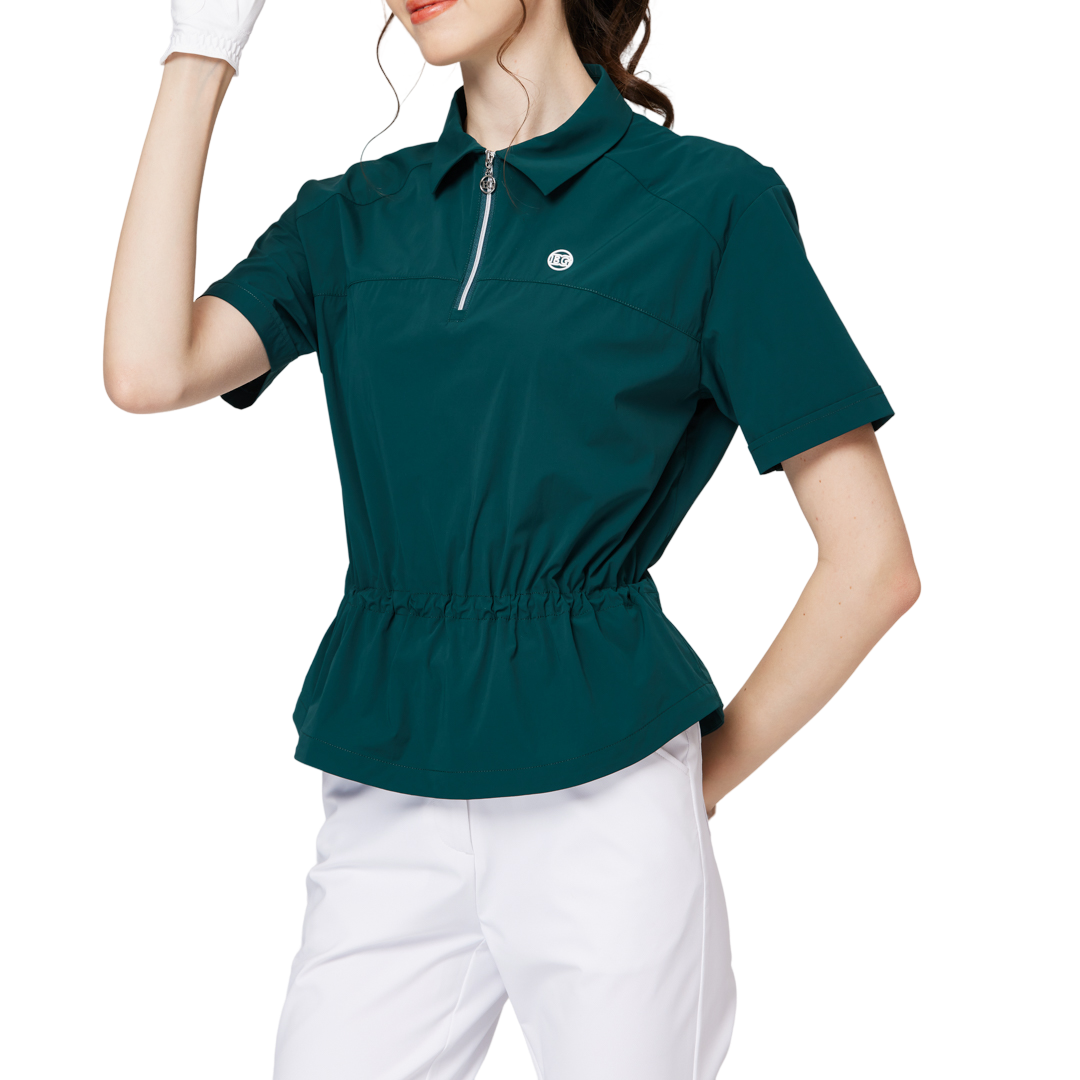 ウエストを絞ったファッショナブルな超薄型レディース半袖トップス