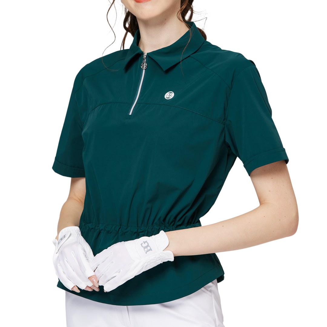 ウエストを絞ったファッショナブルな超薄型レディース半袖トップス