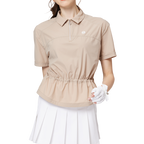 ウエストを絞ったファッショナブルな超薄型レディース半袖トップス