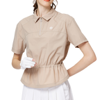 ウエストを絞ったファッショナブルな超薄型レディース半袖トップス