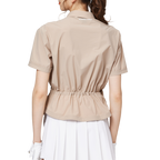 ウエストを絞ったファッショナブルな超薄型レディース半袖トップス