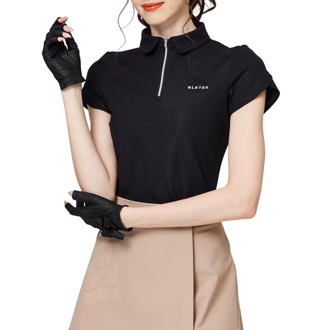 3D刺繍カラー半袖トップス