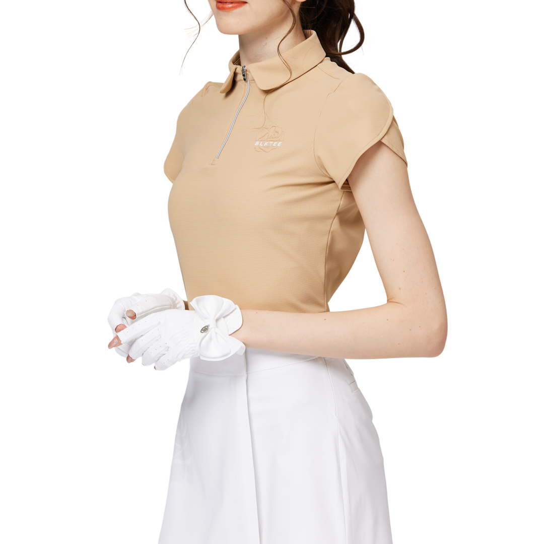 3D刺繍カラー半袖トップス