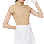 3D刺繍カラー半袖トップス