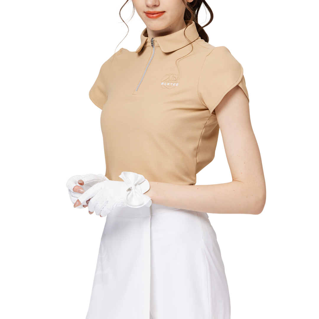 3D刺繍カラー半袖トップス