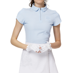 3D刺繍カラー半袖トップス